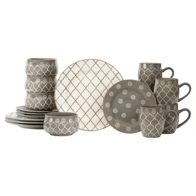 Baum Moroccan 16 Piece Dinnerware Set In Gray
