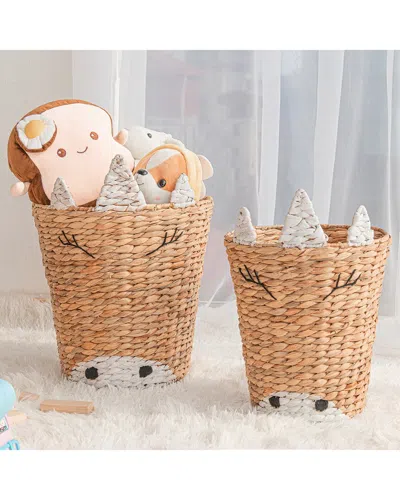 Baum Natural Round Unicorn Baskets (set Of 2)