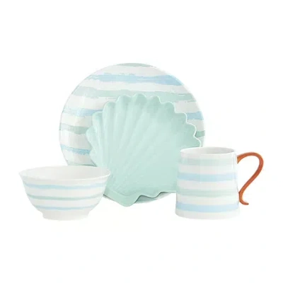 Baum Ocean Sunrise 16-pc. Stoneware Dinnerware Set In Green