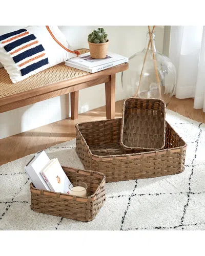 Baum Rectangle Faux Wicker Storage Baskets (set Of 3)