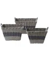 Baum Set Of 3 Rectangular Faux Wicker Storage Bins In Brown