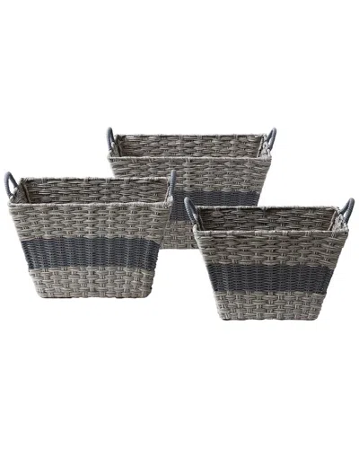 BAUM BAUM SET OF 3 RECTANGULAR FAUX WICKER STORAGE BINS
