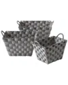 Baum Set Of 3 Rectangular Faux Wicker Storage Bins In Grey