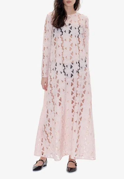 Baum Und Pferdgarten Adelie Sheer Lace Maxi Dress In Pink