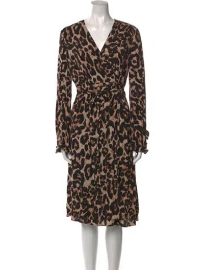 Pre-owned Baum Und Pferdgarten Adelota Midi Length Dress In Brown