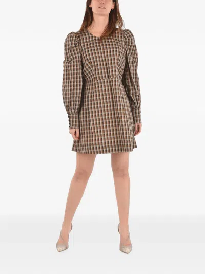 Baum Und Pferdgarten Aidine Gingham-print Mini Dress In Brown