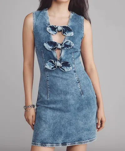 Baum Und Pferdgarten Ajki Bow Mini Dress In Denim In Blue