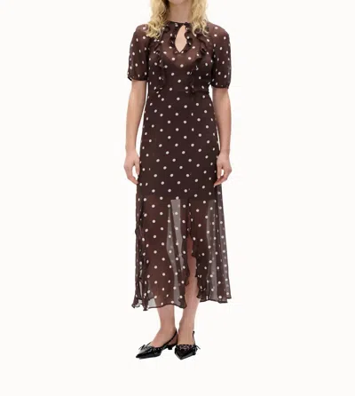 Baum Und Pferdgarten Alara Midi Dress In Coffee Bean Dots In Green