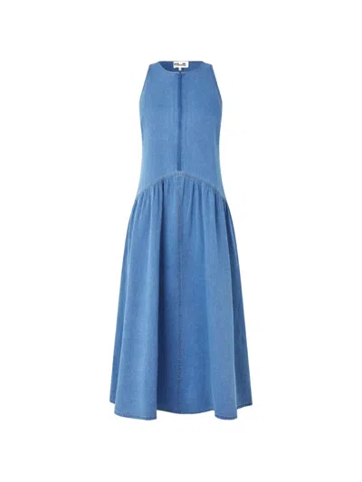 Baum Und Pferdgarten Almina Denim Maxi Dress In Blue
