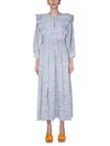 Baum Und Pferdgarten Alona Gathered Floral-print Crepon Midi Dress In Azure