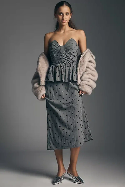 Baum Und Pferdgarten Amilie Strapless Peplum Dress In Gray