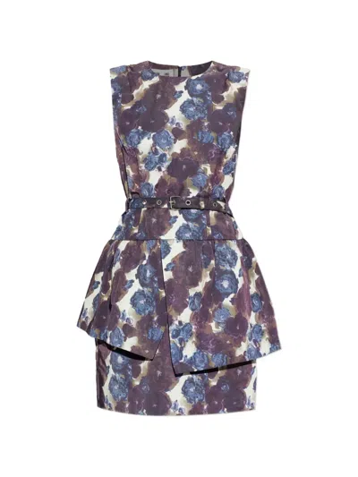 Baum Und Pferdgarten Anesa Floral-print Belted Mini Dress In Purple