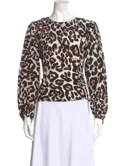 Pre-owned Baum Und Pferdgarten Animal Print Crew Neck Blouse In Black