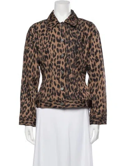Pre-owned Baum Und Pferdgarten Animal Print Denim Jacket In Brown