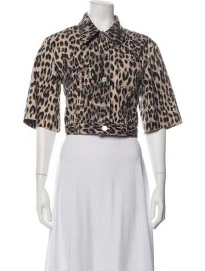 Pre-owned Baum Und Pferdgarten Animal Print Denim Jacket In White