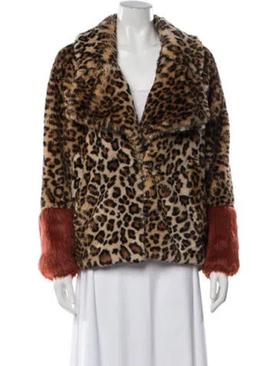 Pre-owned Baum Und Pferdgarten Animal Print Faux Fur Jacket In Brown