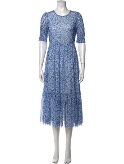 Pre-owned Baum Und Pferdgarten Animal Print Long Dress In Blue