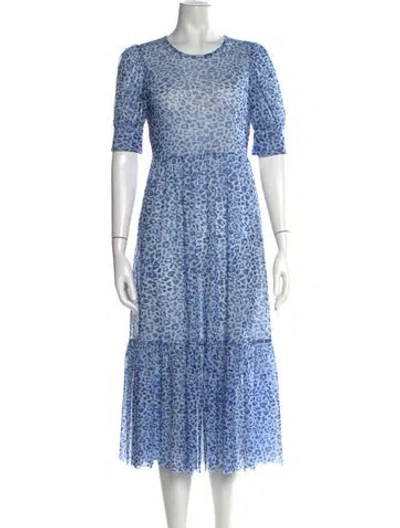 Pre-owned Baum Und Pferdgarten Animal Print Long Dress In Blue