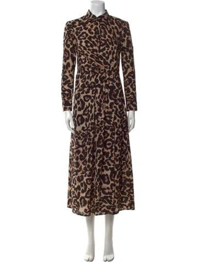 Pre-owned Baum Und Pferdgarten Animal Print Long Dress In Brown