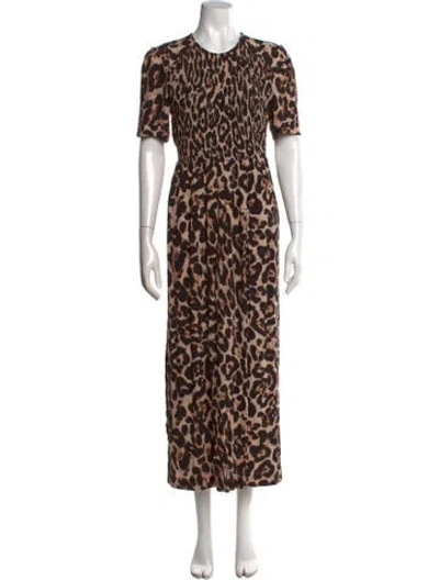 Pre-owned Baum Und Pferdgarten Animal Print Long Dress In Brown