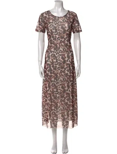 Pre-owned Baum Und Pferdgarten Animal Print Long Dress In Neutral