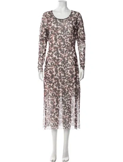 Pre-owned Baum Und Pferdgarten Animal Print Long Dress In Neutrals