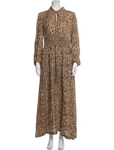 Pre-owned Baum Und Pferdgarten Animal Print Long Dress In Neutrals