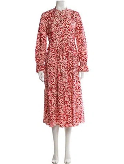 Pre-owned Baum Und Pferdgarten Animal Print Long Dress In Red