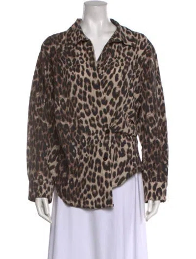 Pre-owned Baum Und Pferdgarten Animal Print Long Sleeve Blouse In Brown