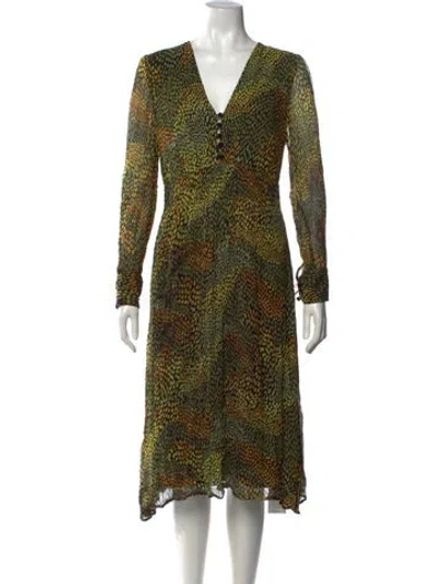 Pre-owned Baum Und Pferdgarten Animal Print Midi Length Dress In Black