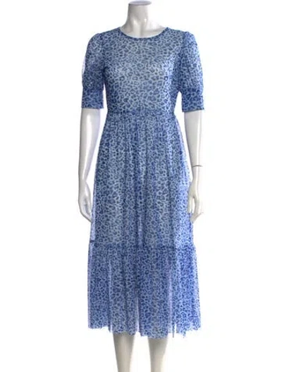 Pre-owned Baum Und Pferdgarten Animal Print Midi Length Dress In Blue