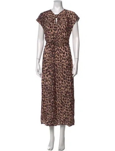 Pre-owned Baum Und Pferdgarten Animal Print Midi Length Dress In Brown