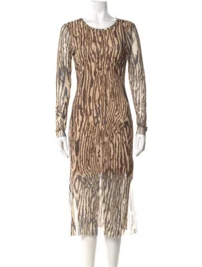 Pre-owned Baum Und Pferdgarten Animal Print Midi Length Dress In Neutral