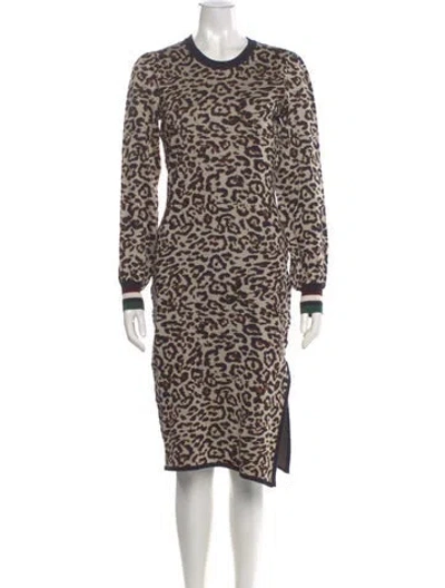 Pre-owned Baum Und Pferdgarten Animal Print Midi Length Dress In Neutral
