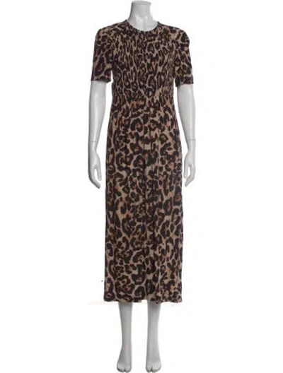 Pre-owned Baum Und Pferdgarten Animal Print Midi Length Dress In Neutral