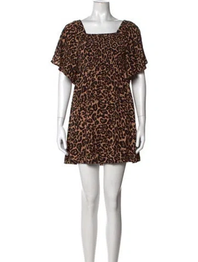 Pre-owned Baum Und Pferdgarten Animal Print Mini Dress In Brown