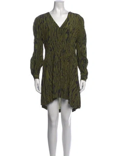 Pre-owned Baum Und Pferdgarten Animal Print Mini Dress In Green