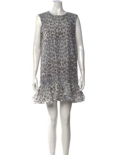 Pre-owned Baum Und Pferdgarten Animal Print Mini Dress In Grey