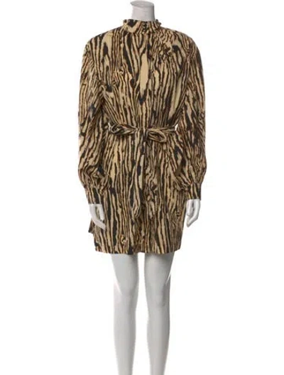 Pre-owned Baum Und Pferdgarten Animal Print Mini Dress In Neutral