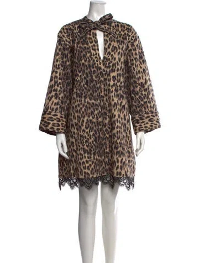 Pre-owned Baum Und Pferdgarten Animal Print Mini Dress In Neutrals