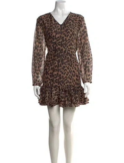 Pre-owned Baum Und Pferdgarten Animal Print Mini Dress W/ Tags In Brown