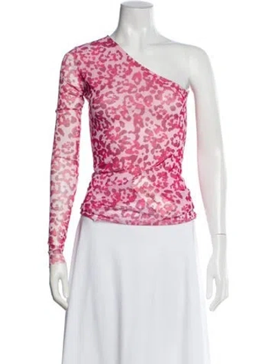 Pre-owned Baum Und Pferdgarten Animal Print One-shoulder Top W/ Tags In Pink
