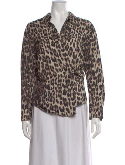 Pre-owned Baum Und Pferdgarten Animal Print V-neck Blouse In Multi