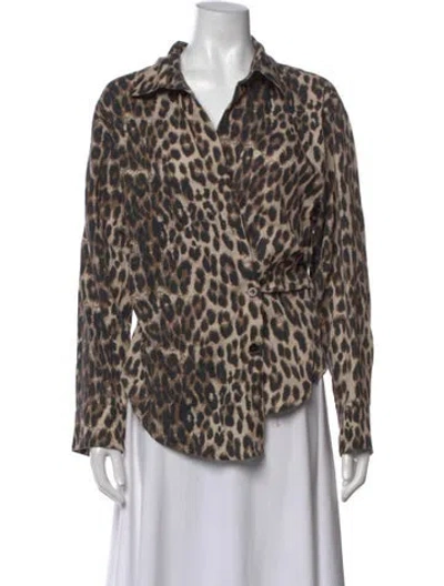 Pre-owned Baum Und Pferdgarten Animal Print V-neck Blouse In Multicolor
