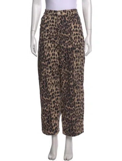 Pre-owned Baum Und Pferdgarten Animal Print Wide Leg Pants In Neutrals