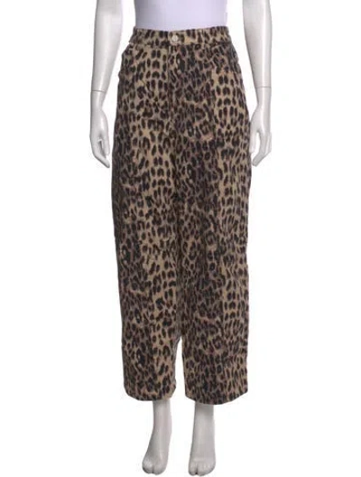 Pre-owned Baum Und Pferdgarten Animal Print Wide Leg Pants In Neutrals