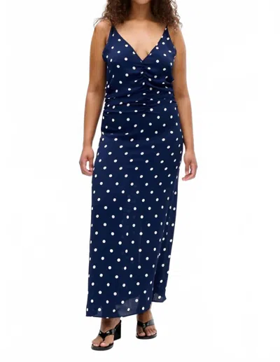 Baum Und Pferdgarten Atalia Polka Dot Slip Dress In Navy In Blue
