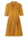 Baum Und Pferdgarten Aubrie V-neck Pleated Dress In Gold