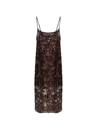 Baum Und Pferdgarten Avani Sequin-embellished Midi Dress In Brown