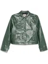 Baum Und Pferdgarten Long-sleeved Leather Jacket In Green
